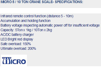 5-10 ton crane scale specs